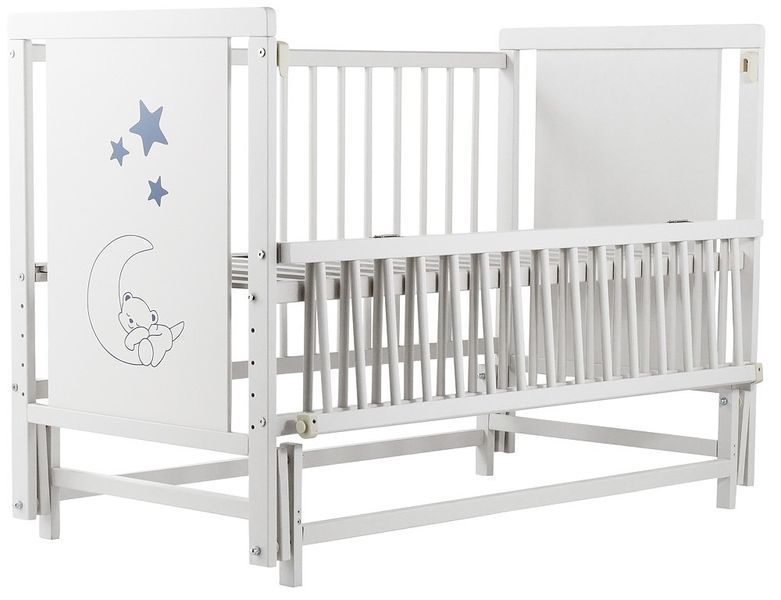 Кровать Babyroom Мишка M-02 маятник, откидная сторона бук белый 624462 фото