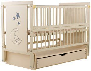 Ліжко Babyroom Ведмедик M-03 маятник, ящик, відкидний бік бук слонова кістка 624465 фото