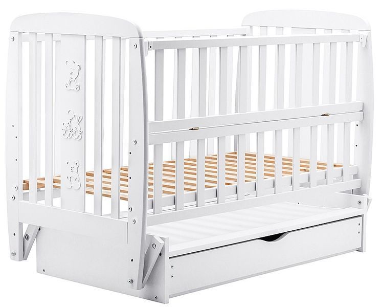 Кровать Babyroom Друзья DDMYO-3 маятник, ящик, откидная сторона бук белый 626196 фото