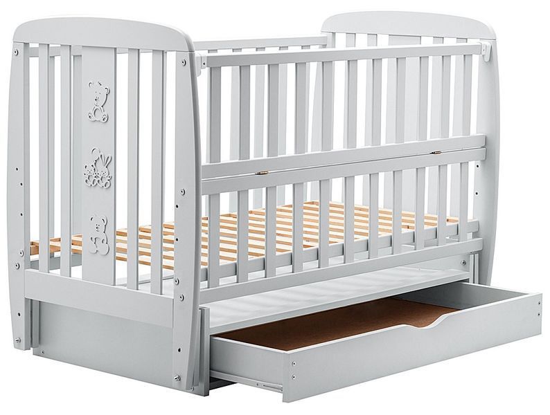 Кровать Babyroom Друзья DDMYO-3 маятник, ящик, откидная сторона бук серый 626140 фото