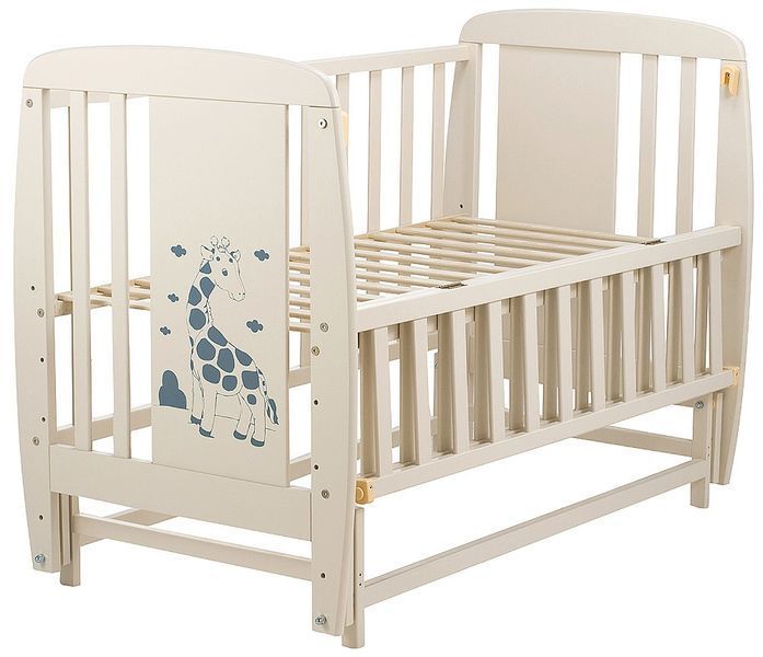 Кровать Babyroom Жирафик DJMO-02 маятник, откидная сторона бук слоновая кость 625360 фото